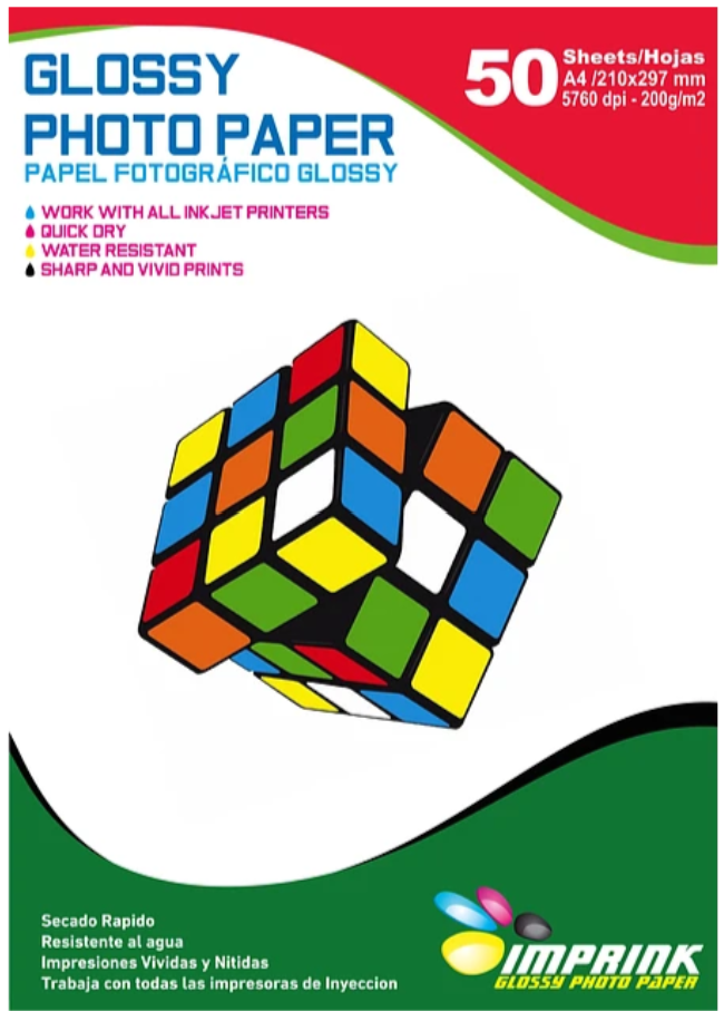 PAPEL FOTOGRAFICO GLOSSY A4 200 GRS